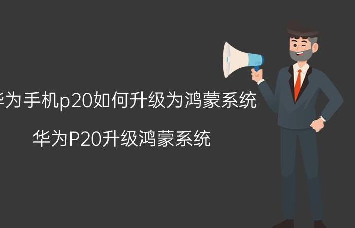 华为手机p20如何升级为鸿蒙系统 华为P20升级鸿蒙系统